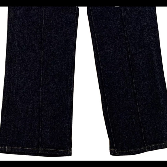 NWT - $98 Express Size 0 Cropped Wide Leg High Rise Dark Wash Blue Jeans - 26x24 - Picture 2 of 5